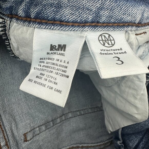 I&M Black Label Distressed Slim Straight Women's size 3 Blue Denim Jeans - Picture 3 of 4